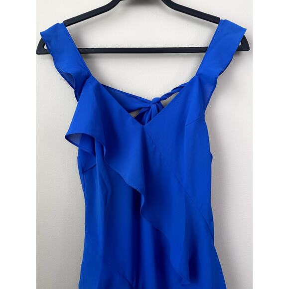 $238 New Amanda Uprichard Cantara Midi Dress Blue SZ S spaghetti straps ruffles - Picture 3 of 7